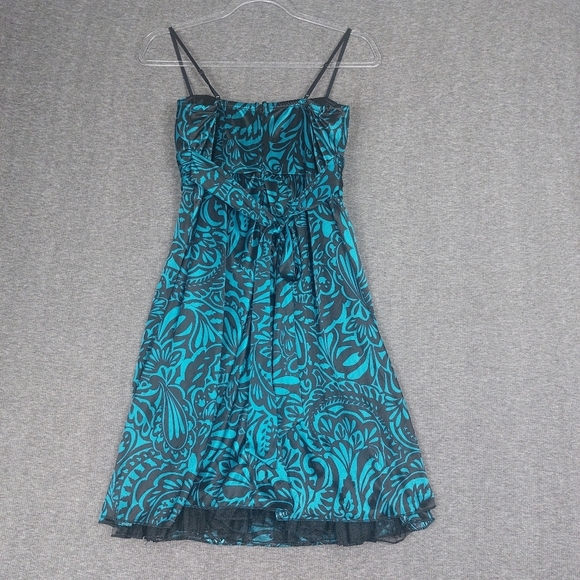 RUBY ROX WOMENS VINTAGE Y2K TEAL BLUE BLACK FLORAL HOMECOMING DANCE DRESS SZ M - Picture 7 of 9